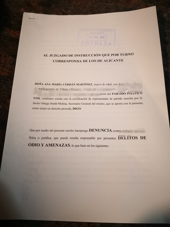 Denuncia VOX