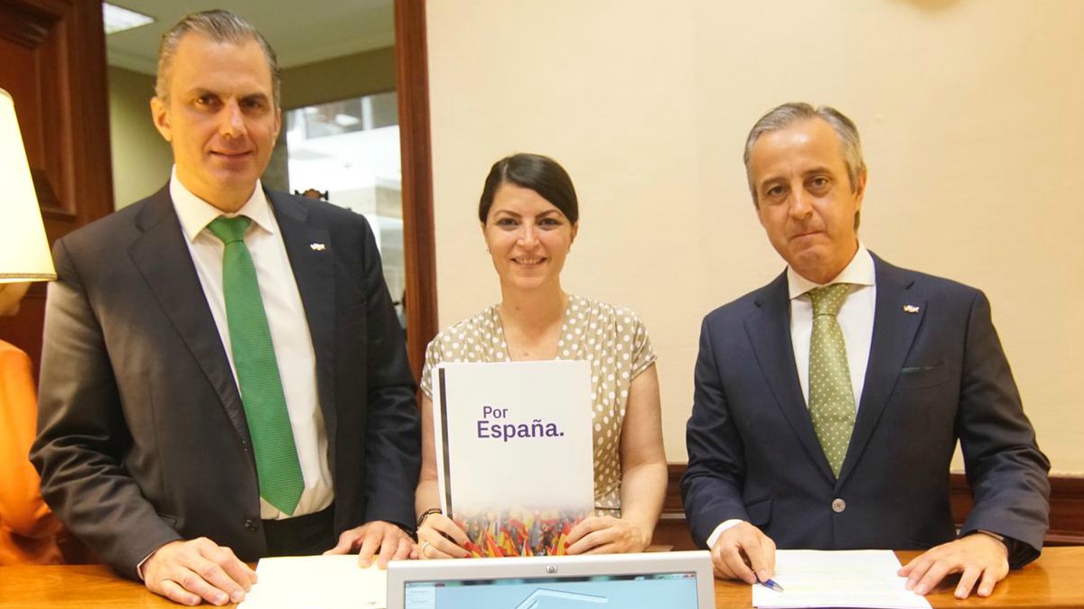 Javier Ortega Smith, Macarena Olona y Pablo Sáez.