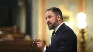 El líder de VOX, Santiago Abascal, en la tribuna del Congreso