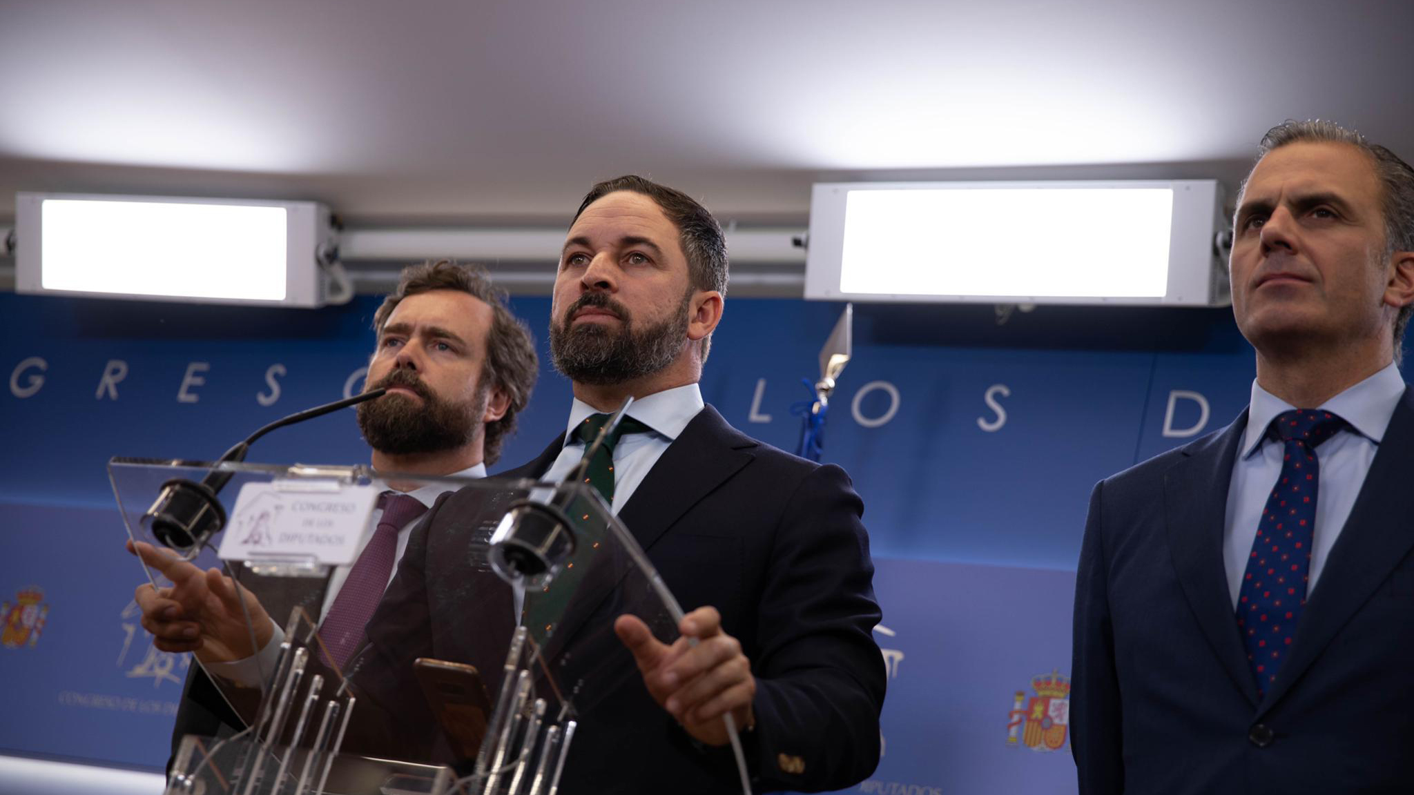 Santiago Abascal durante su comparecencia en el Congreso de los DIputados