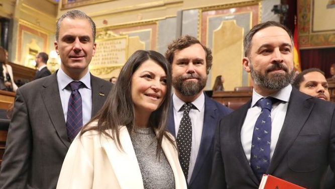 Santiago Abascal, Javier Ortega, Iván Espinosa de los Monteros y Macarena Olona