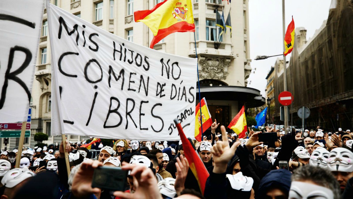 Pancarta de la manifestación de Jusapol