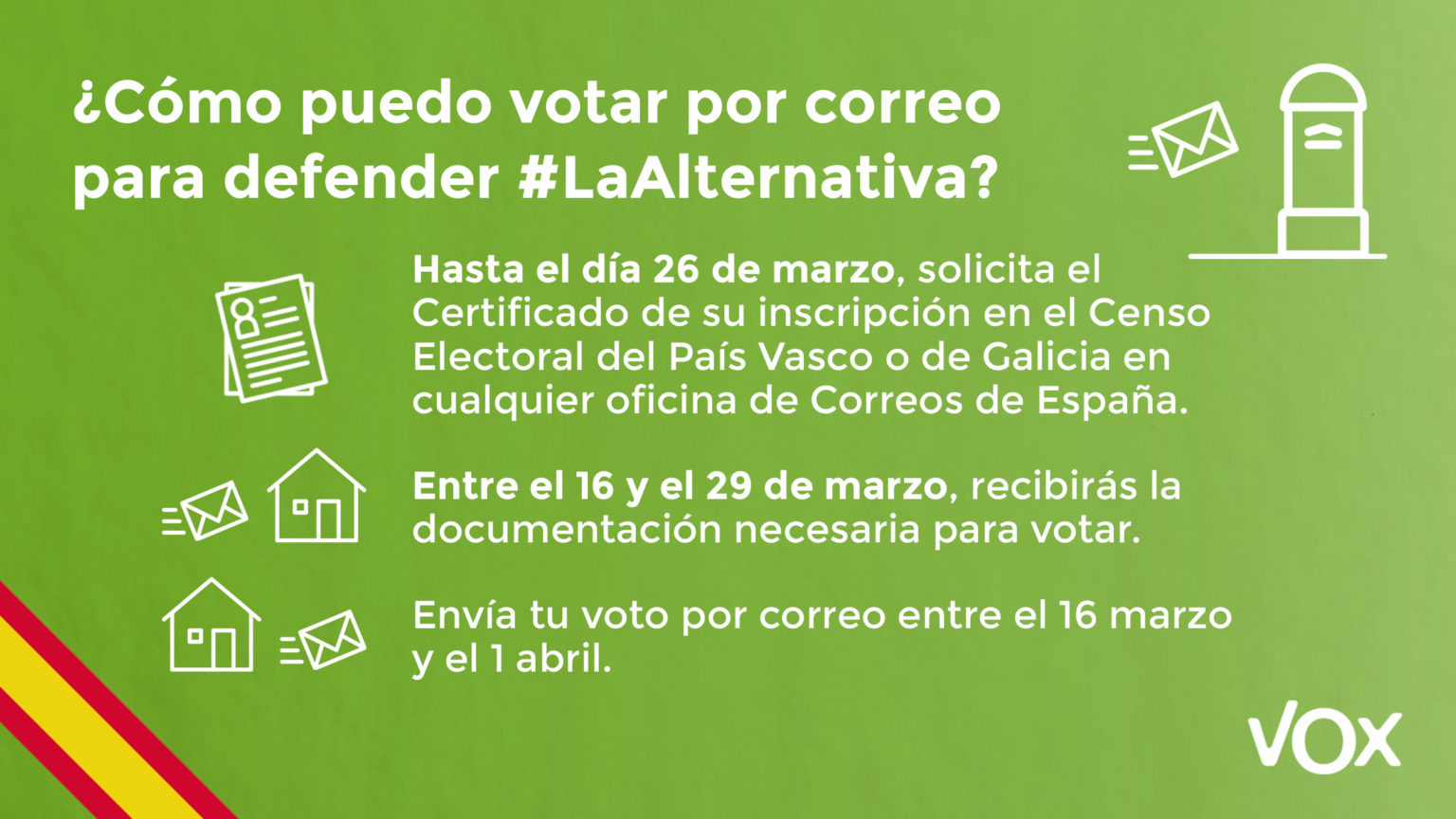 Vota por correo para defender La Alternativa VOX