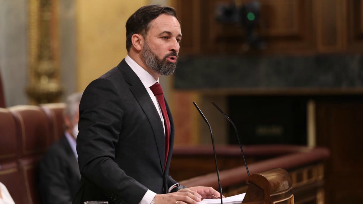 Santiago Abascal durante la moción de censura a Sánchez.