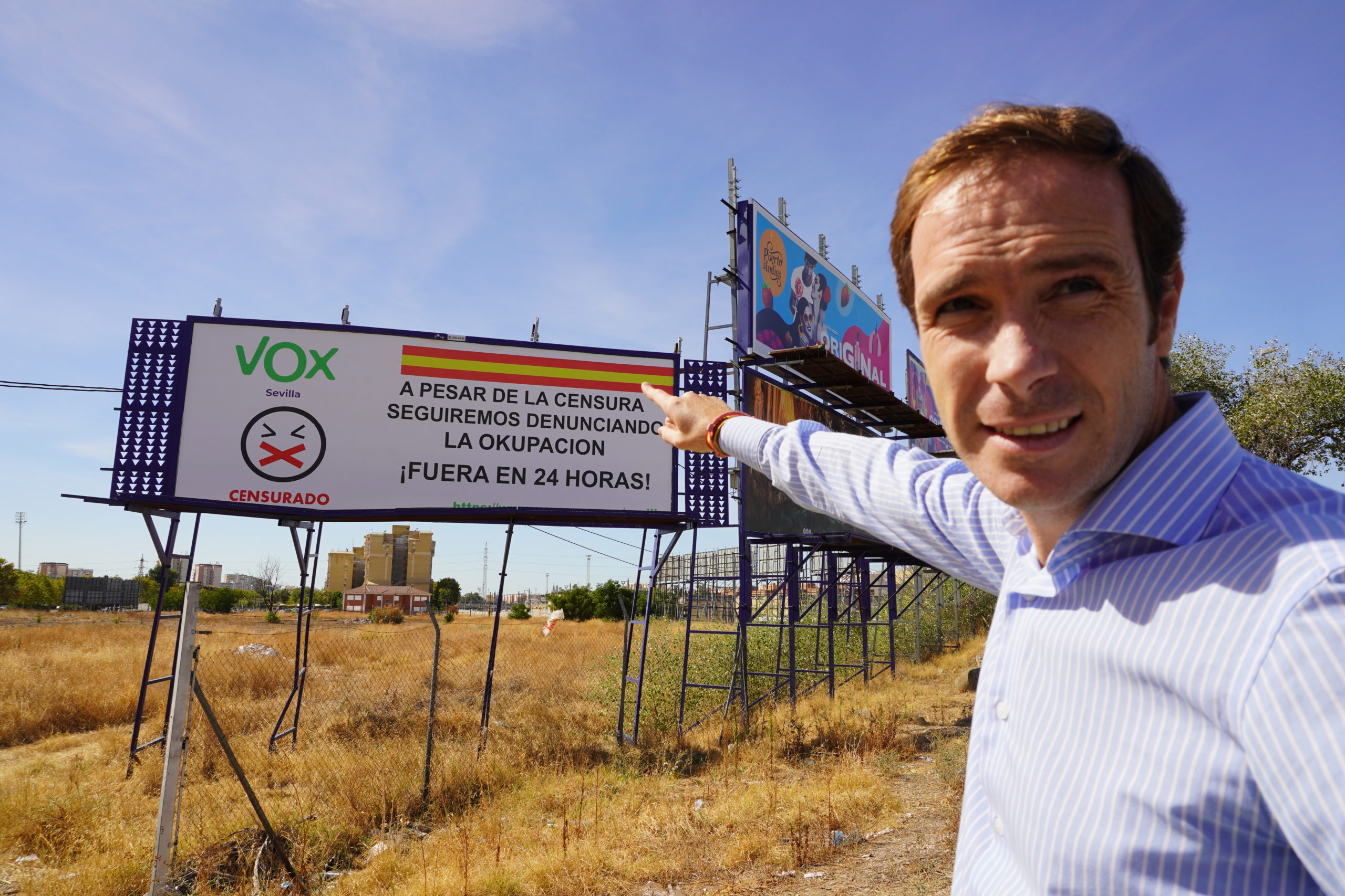 Denuncia que “quienes nos silencian en la prensa, radio y televisión, quieren censurar también nuestro mensaje en las vallas publicitarias- Frente a la mafia de la okupación y frente a quienes les respaldan, alientan y protegen, el Gobierno social-comunista, nos tendrán enfrente”