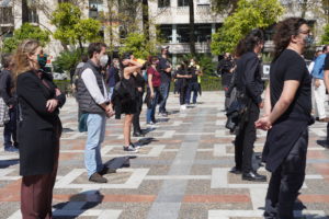 Imagen del final de la manifestación en la Plaza Nueva.