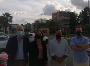 Reyes Romero, Macario Valpuesta, Rafael García y Adrián Trashorras visitan la zona del soterramiento de Dos Hermanas.