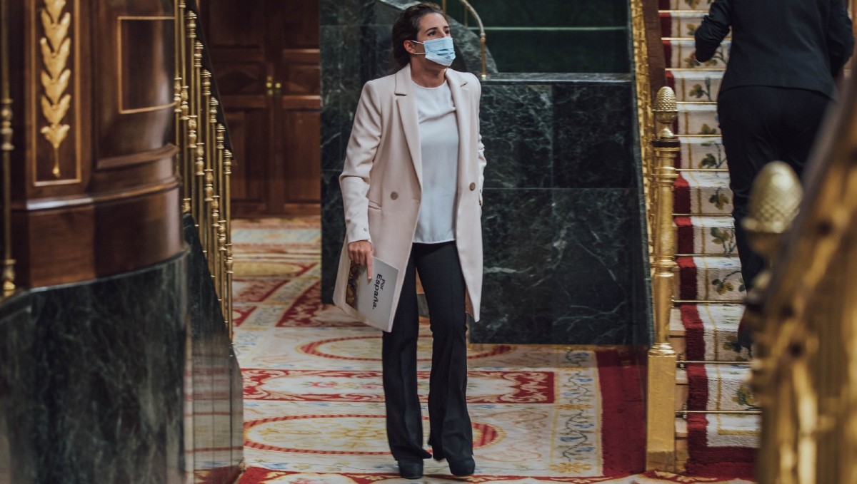 Rocío de Meer camina hacia la tribuna del Congreso