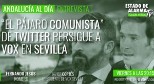 Cartel de la entrevista a Javier Cortés.