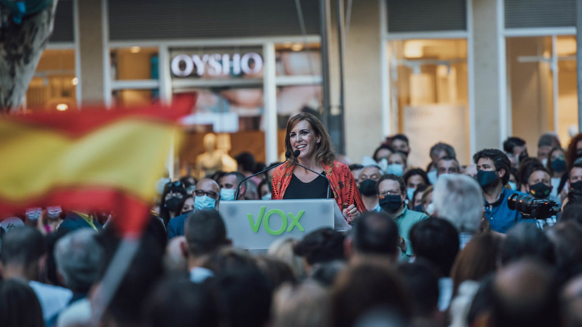 Patricia Rueda, en un mitin en Andalucía