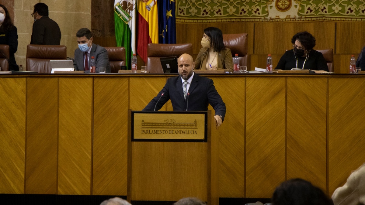 Rodrigo Alonso desde la tribuna del Parlamento de Andalucía.