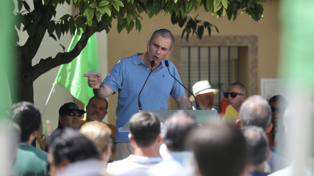 Ortega Smith durante el acto público en Mairena del Aljarafe