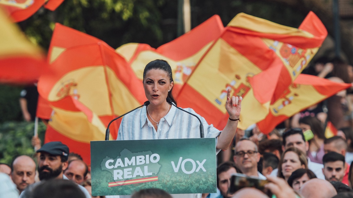 Macarena Olona durante su intervención en el acto de Jaén.