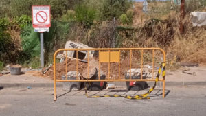 Estado de la zona donde el Gobierno del PSOE en Almensilla ha retirado el grifo que suministraba agua al Sector F