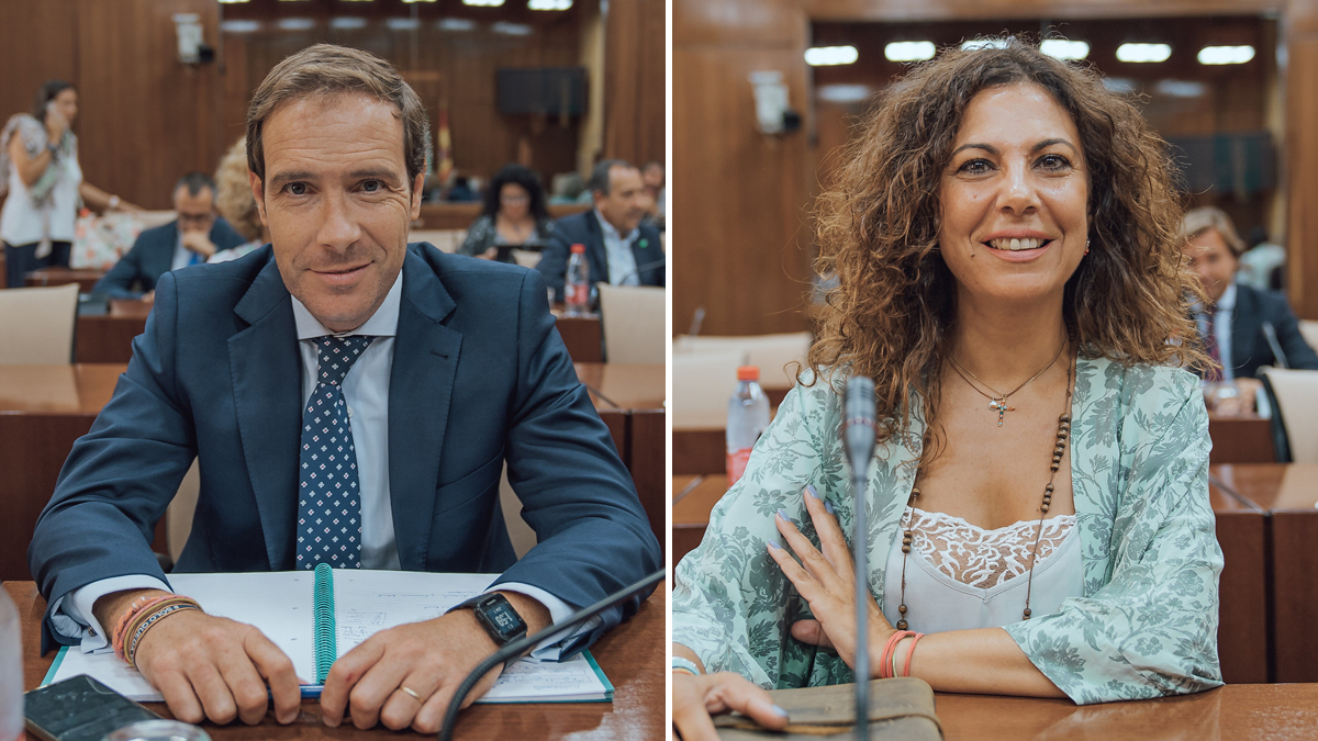 Javier Cortes y Ana Ruíz en sendos momentos de la constitución de las comisiones parlamentarias de las que serán portavoces por VOX