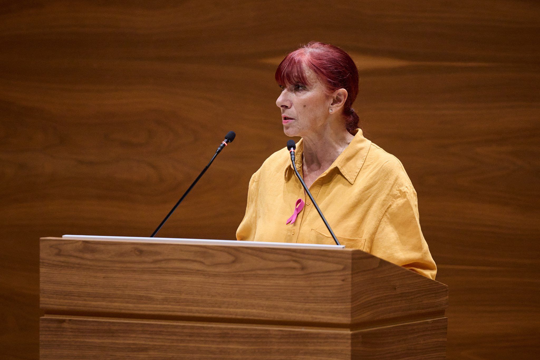 la portavoz de VOX, Maite Nosti, en la tribuna del Parlamento de Navarra
