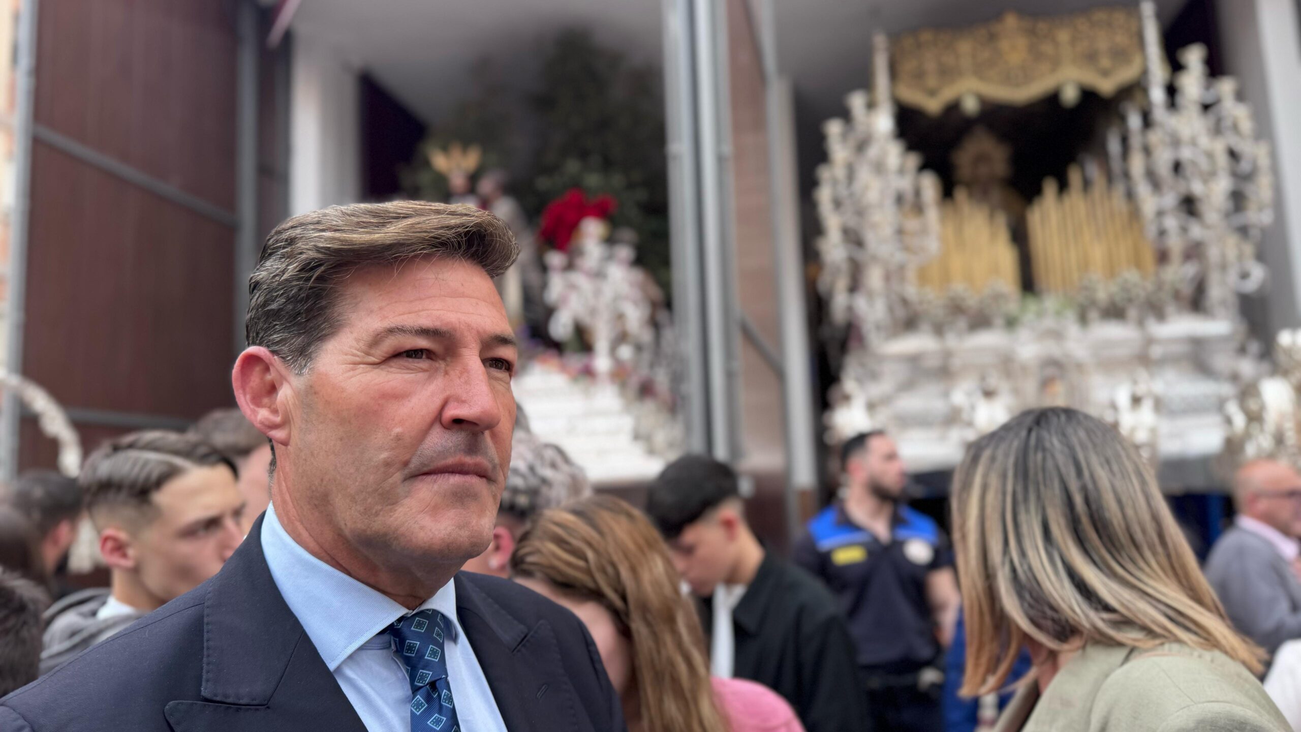 Antonio Alcázar durante la salida procesional de la cofradía de El Prendimiento
