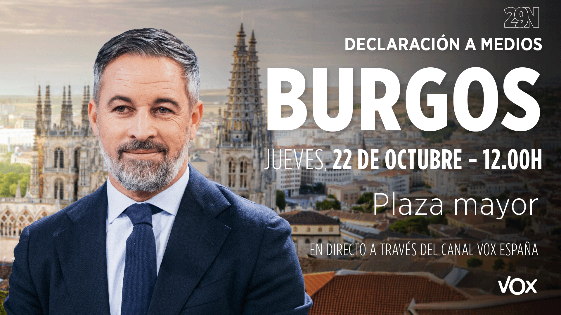 Jueves, 22 de octubre. Declaraciones a medios de Santiago Abascal en Burgos